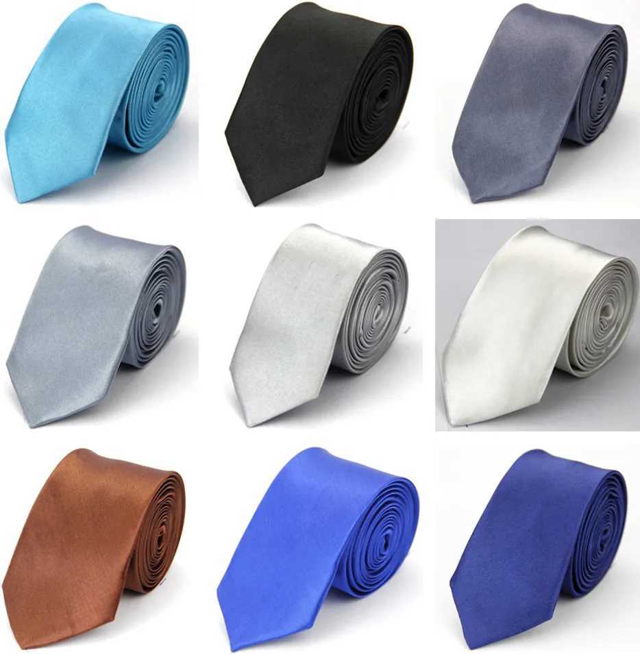 Mens narrow neck tie 5cm 2-inch ultra-thin wedding black and white red brown purple mens ten neck tie Y240925