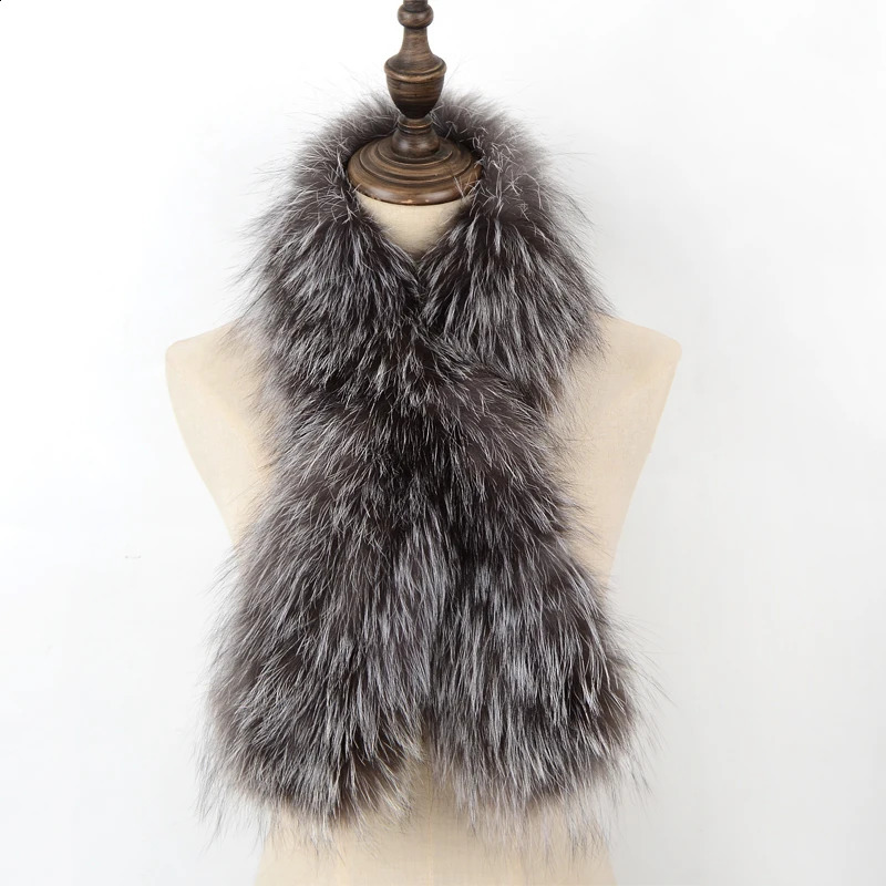 Women Winter Warm Natural Fox Fur Scarf Ring Knit Real Fox Fur Lady Fashion Neckerchief Scarves Women Real Fur Bandana 240914