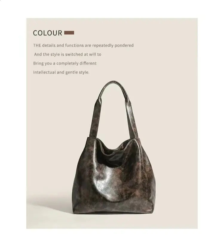Niche er retro Maillard style bucket bag Exquisite and Versatile handbag girl bag high-end casual shoulder bag240921