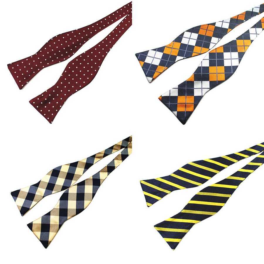 Ricnais mens self-adhesive bow adjustable bow 100% silk self-adhesive bow Paisley dot striped tie for wedding parties Y240925