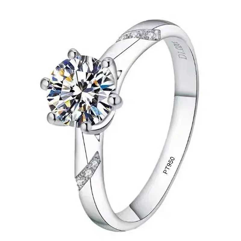 100% original certified PT950 platinum ring high-quality 1-carat silica stone jewelry womens wedding engagement ring W240925