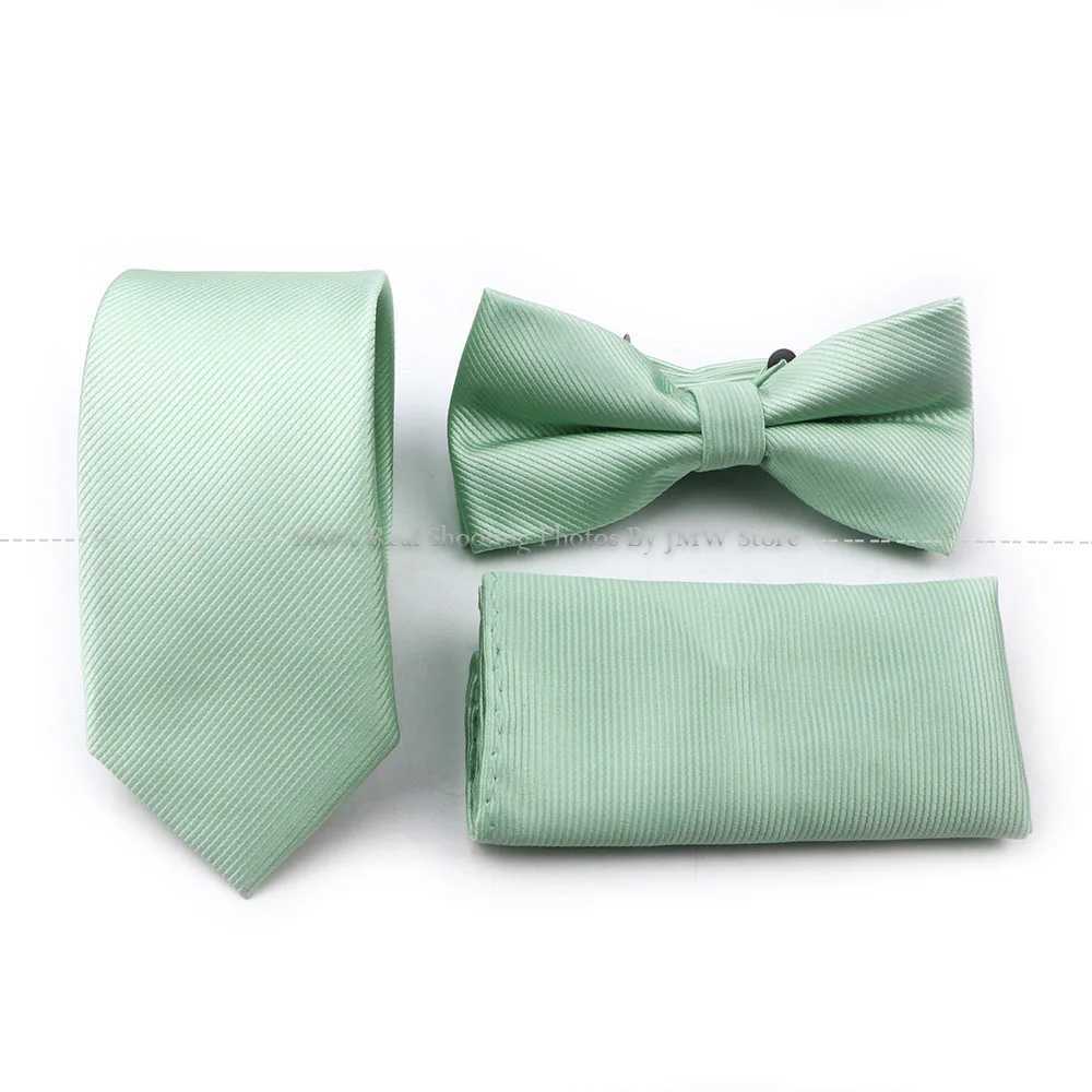 Hot S Sage Green Tie Set Polter Necktie Bowtie Cufflink Brooch Cufflinks For Gro Suit Wedding Cravat Shirt Accessory Y240925