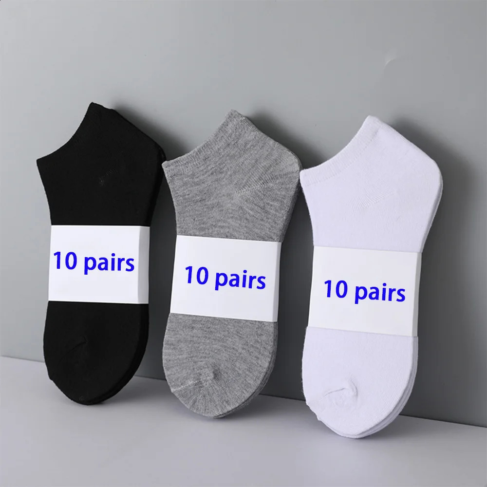 10 Pairs WomenMen Boat Socks Invisible Low Cut Silicone Non-slip Summer No-show Ankle Socks Solid Color Casual Breathable 240925