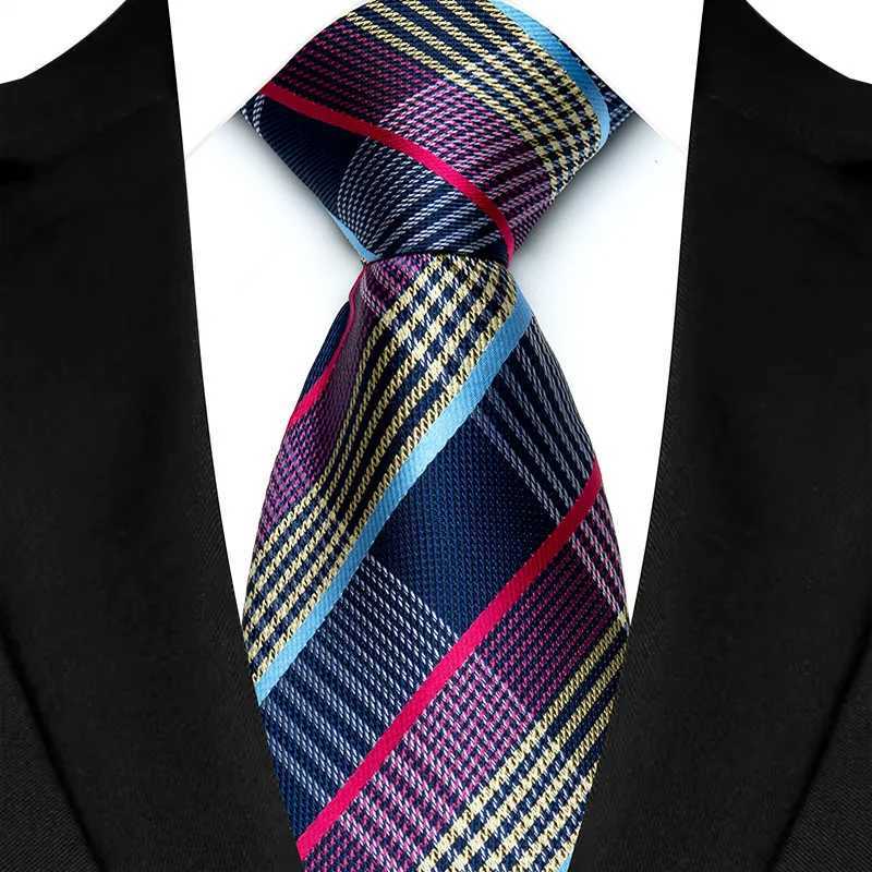 Luxury 8CM Mens Necktie Purple Color Stripes Floral Plaid Ties For Man Gro Jacquard Woven Neck Tie For Business Wedding Party X2504071