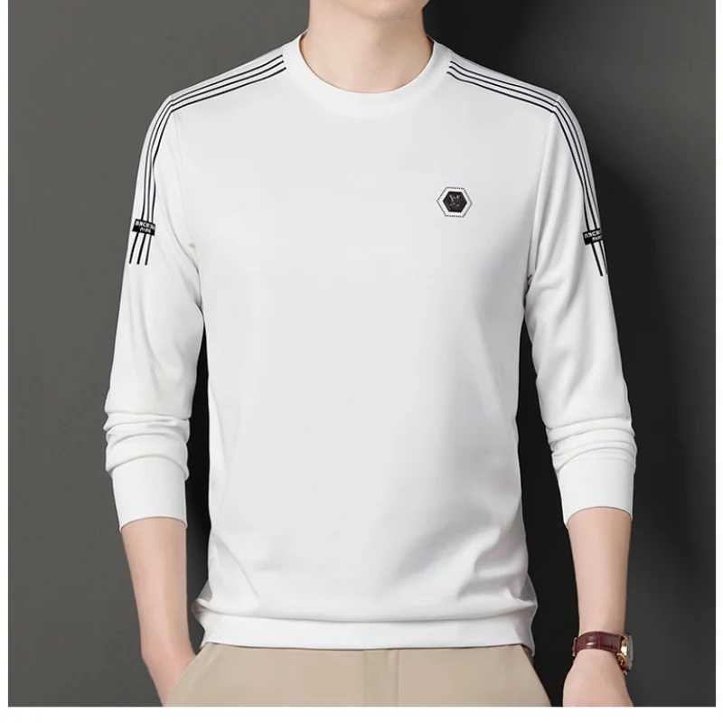 Mens Clothing Temperament Commuting 2023 Autumn and Winter New Fashion Versatile Round Neck Long Sleeve Solid Color PulloverX240925