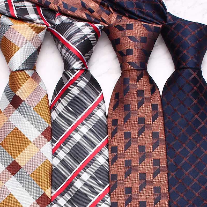 8cm wide mens silk collar brown grey plain weave tie Adt size floral tie formal dress set accessories shirt evening dress tie Y240925