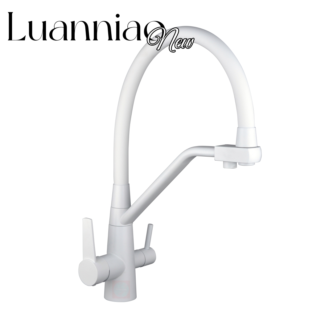 Kitchen faucet stainless steel faucet hot and cold water faucet pure water faucet 360 degree swivel universal white