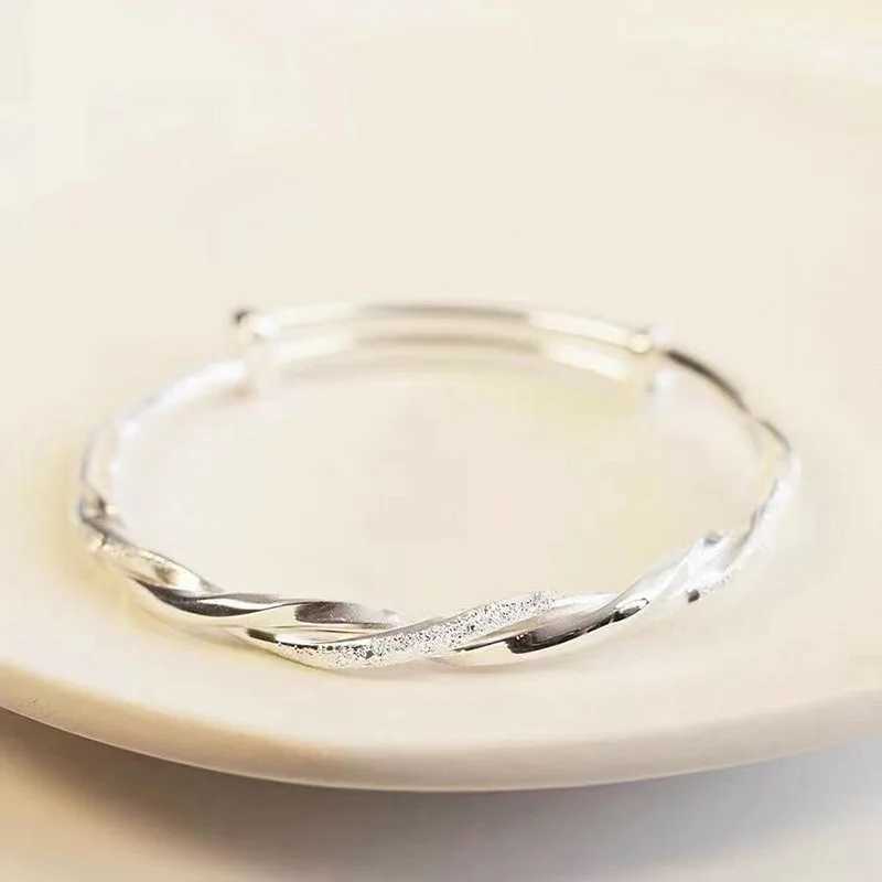 Vintage Silver Color Bangles for Women Fashion Adjustable Bracelet Twist Braid Metal Bangle Party Wedding Accessories JewelryX240925