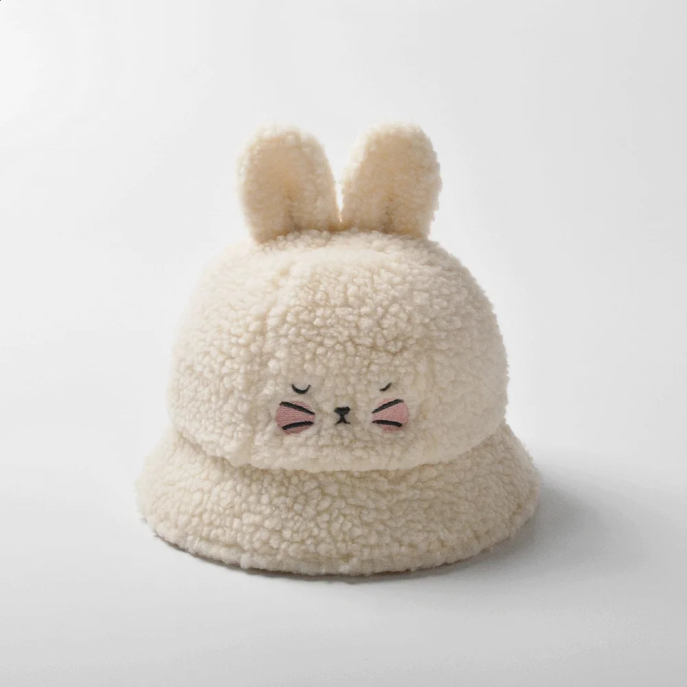 Luqiongmi Winter Childrens Thick Wool Cartoon Bucket Hat Warm and Fashionable Outdoor for Preschoolers 240925