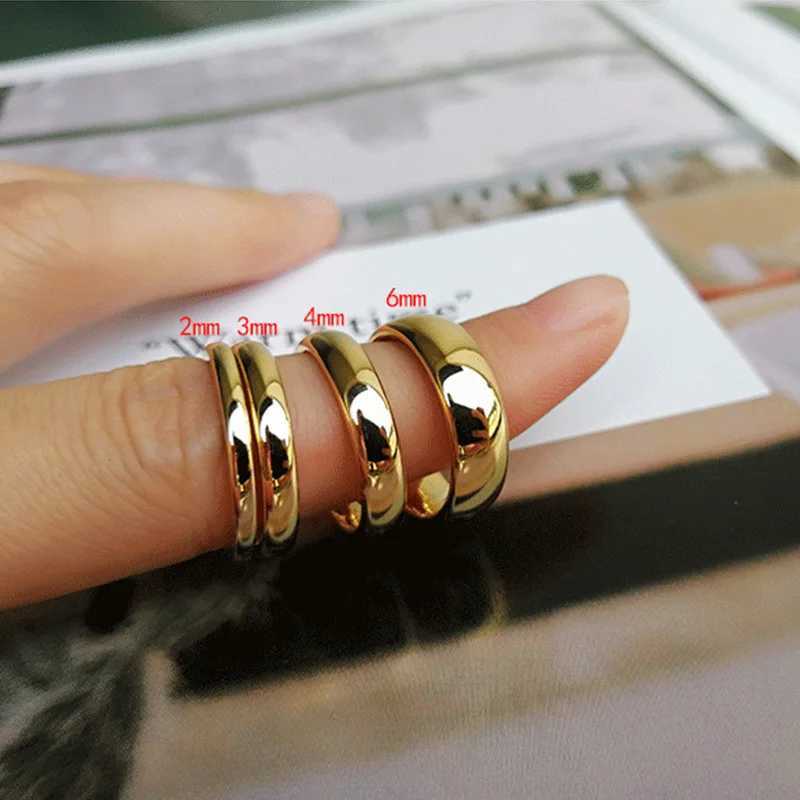 Simple 2/4/6mm stainless steel wedding ring gold smooth womens couple ring fashion jewelry W240925