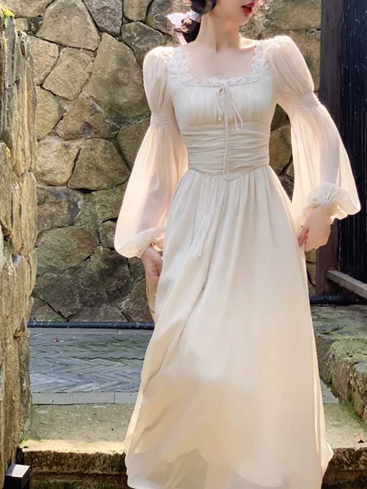 Summer Elegant Fairy Midi Dress Women Causal Long Sleeve Vintage Party Dress Female Ruffles One Piece Dress Korean Chic Y2k M240924