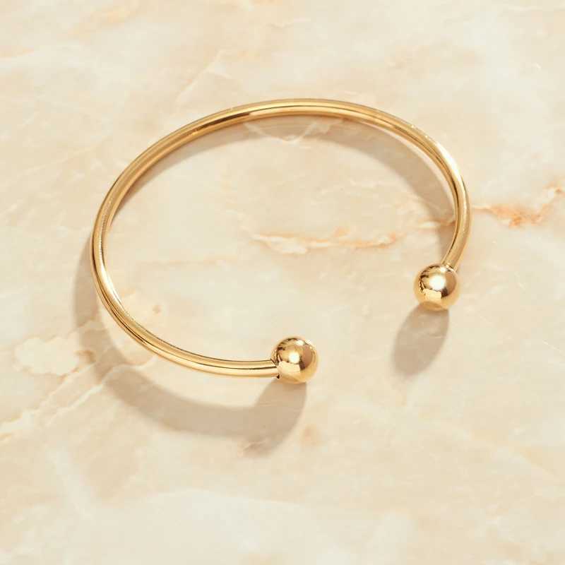 SOMMAR Fashion Gold/stainless_steel color charms bangle for female C-shaped open steel ball Wedding Bracelet WholesaleX240925