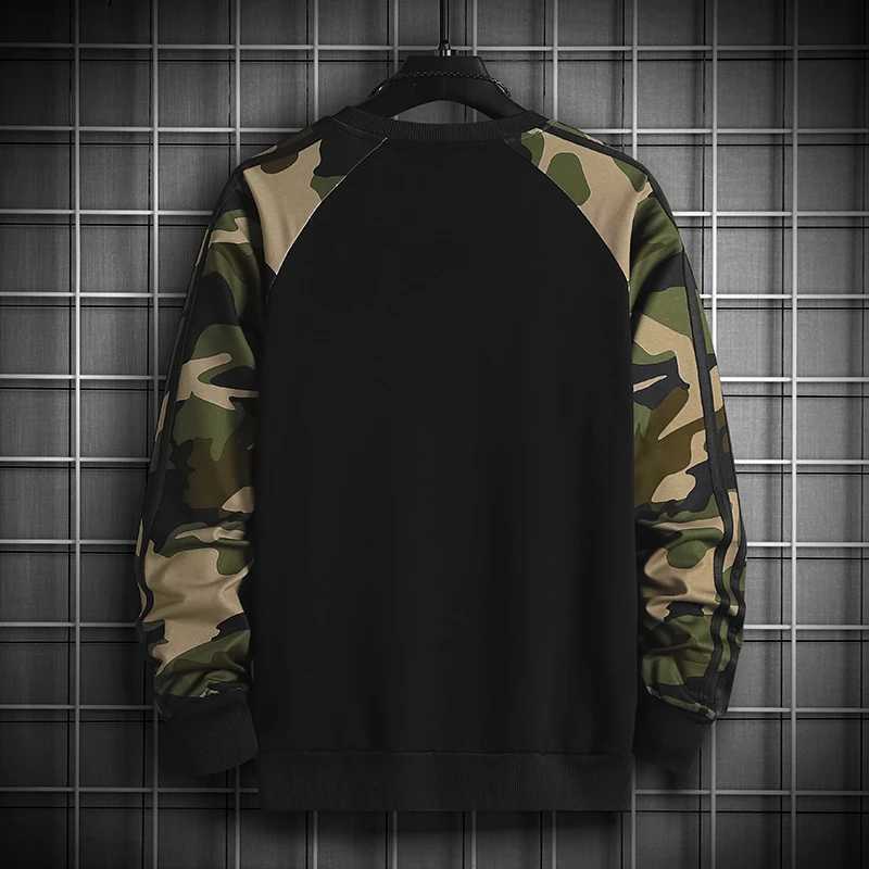 Camouflage Pullover Round Neck Fall Street Oversized Male Sportswear Hoodies Pachwork Long Sleeve Fashion Casual SweatshirtX240925