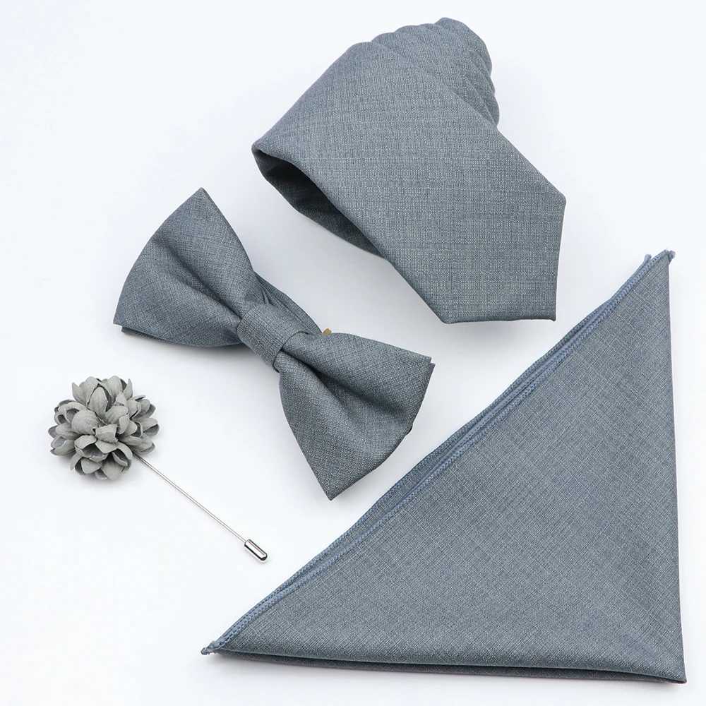 Mens bamboo fiber tie brooch set with soft anti wrinkle collar and blue tie used as accessories for business weddings and parties Y240925
