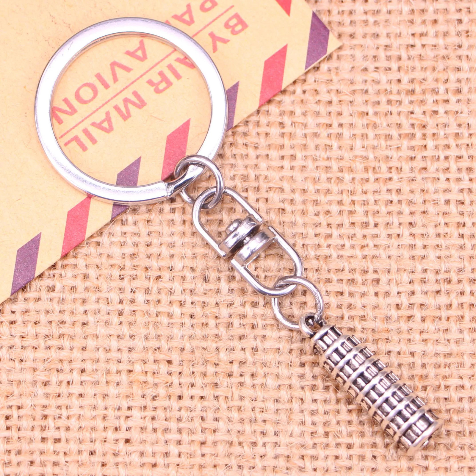 20 keychains 25x7mm cleaning tower of pisa italy pendant DIY mens jewelry car keychain ring holder gift 240924