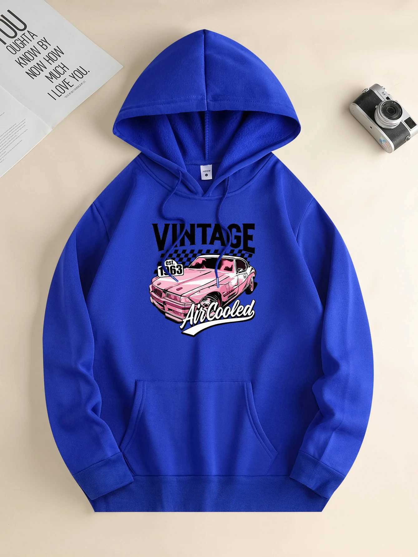 Mens new trendy round neck sweatshirt casual daily comfortable round neck sports shirt with car print mens topX240925