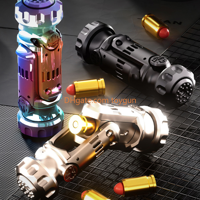 Stun Grenade Soft Bullets Launcher Deul Modes Fidget Spinner Miniature Pistol Toy Gun with Ejectable Shells Stress Relief Finger Toys for Adults Kids 