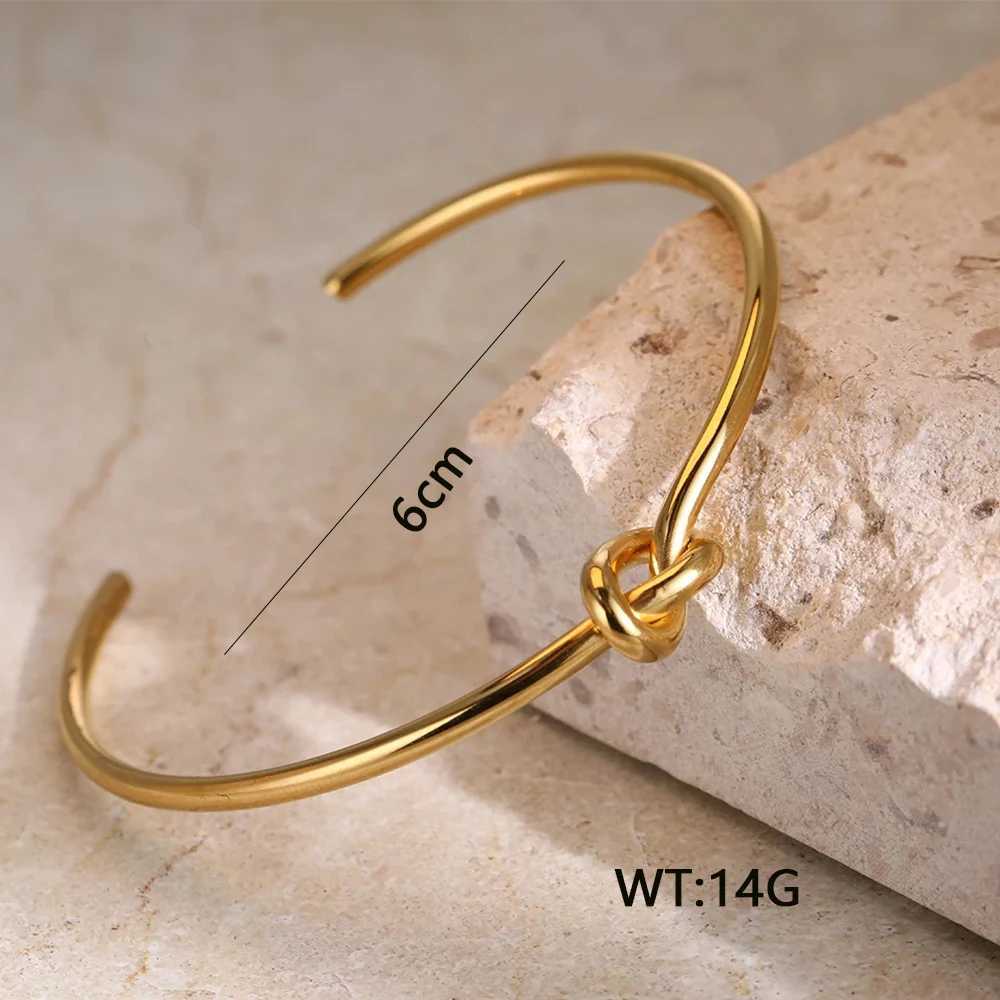 Womans Minist Open Bracelet Shimmering Gold Silver Color Knot Ins Copper Bracelet Personality Simple JewelryX240925