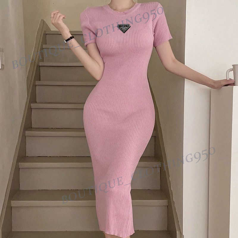 Dresses for woman Designer dress Chic Summer Elegant Temperament Slim Medium Long Short Sleeve Wrapped Hip Knit Dress for Women Cocktail Evening Dress