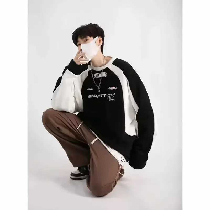 American Style Vintage Sweatshirt Niche Loose-fit Long Sleeve Round Neck Casual Hoodies Sweatshirt For Spring Autumn 2024X240925