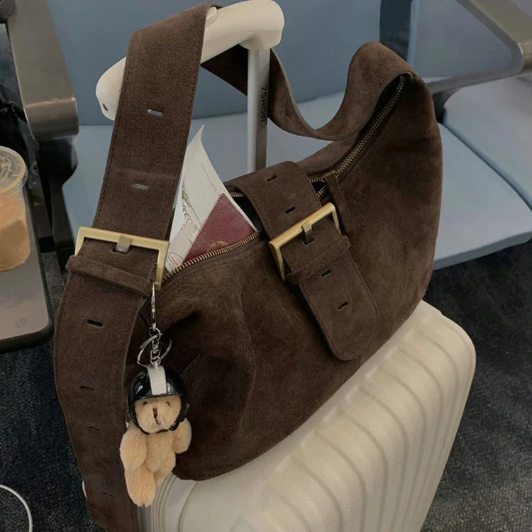 Womens handbag Maillard retro matte wide shoulder strap single shoulder cross bag womens handbag240921bj