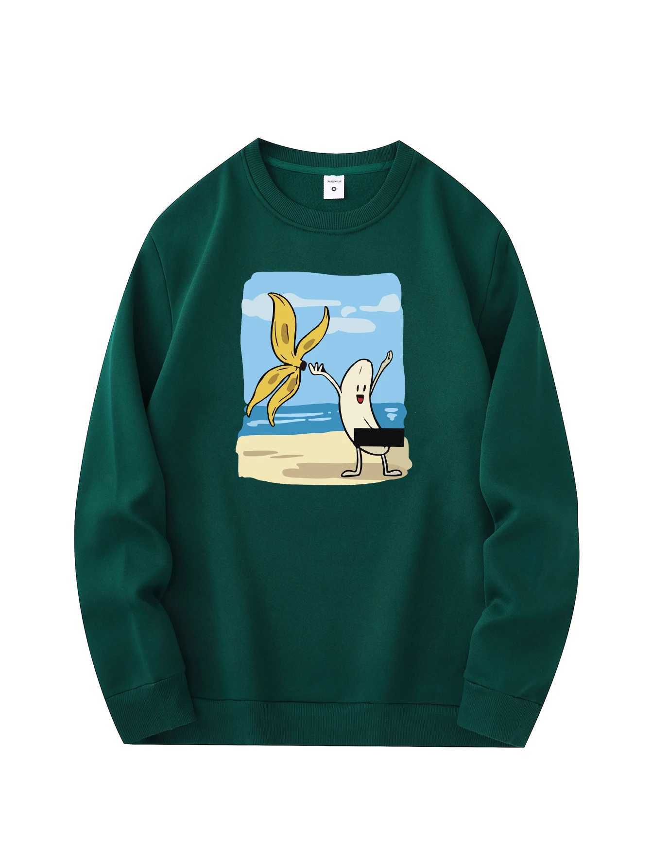 Mens new fashionable round neck sweater casual and daily comfortable round neck sweatshirt beach print mens blouseX240925