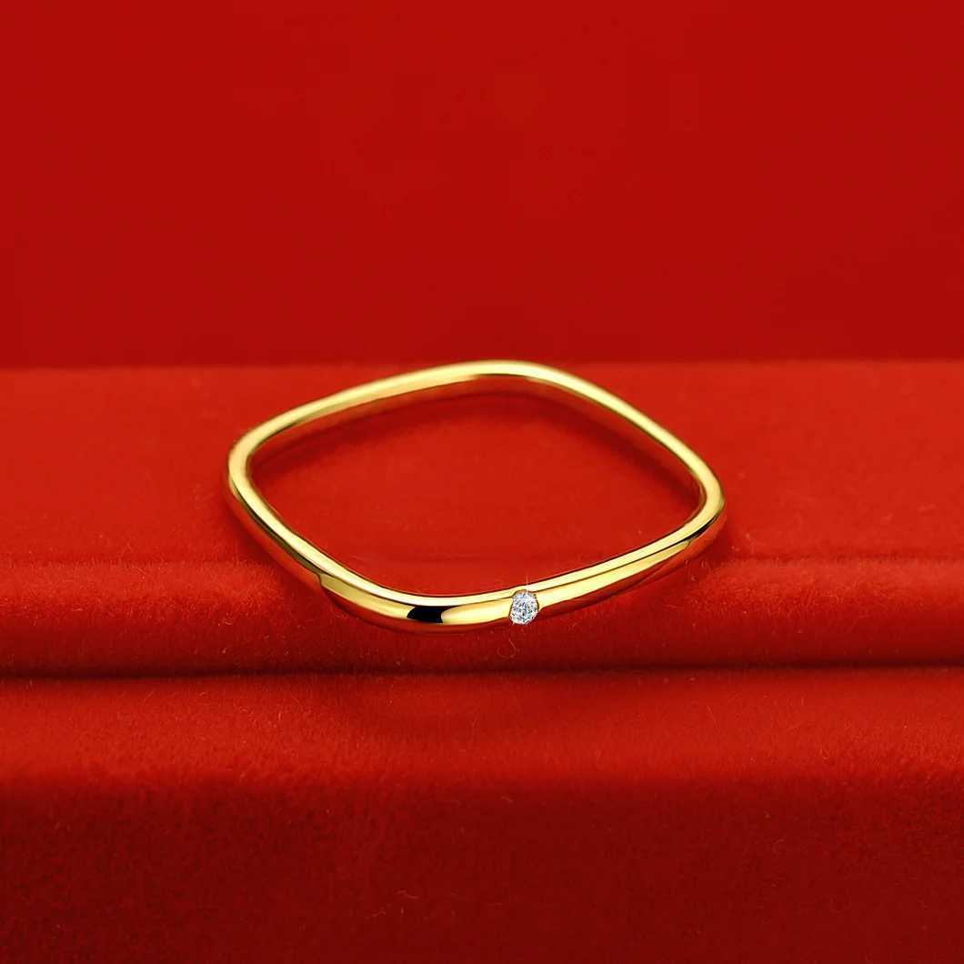 24k real gold 999 square ring womens beach gold Ins Wind Dafu style small fresh square ring exquisite jewelry W240925