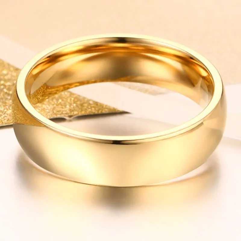 Classic gold wedding band engagement ring 6mm wide mens US size 4 5 6 7 8 9 10 12 14 15 W240925