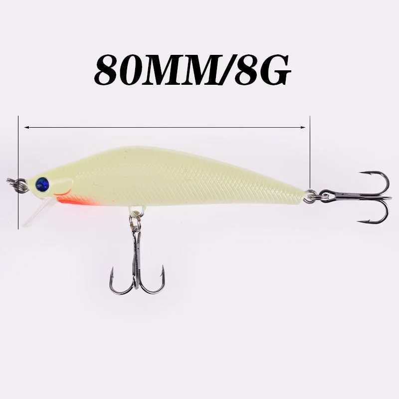 WDAIREN 3D Luminous Minnow Lures 8cm 8g Night Fishing Wobbler Crankbait Tackle Artificial Hard Bait Warped Bass Isca SwimbaitXJ250122