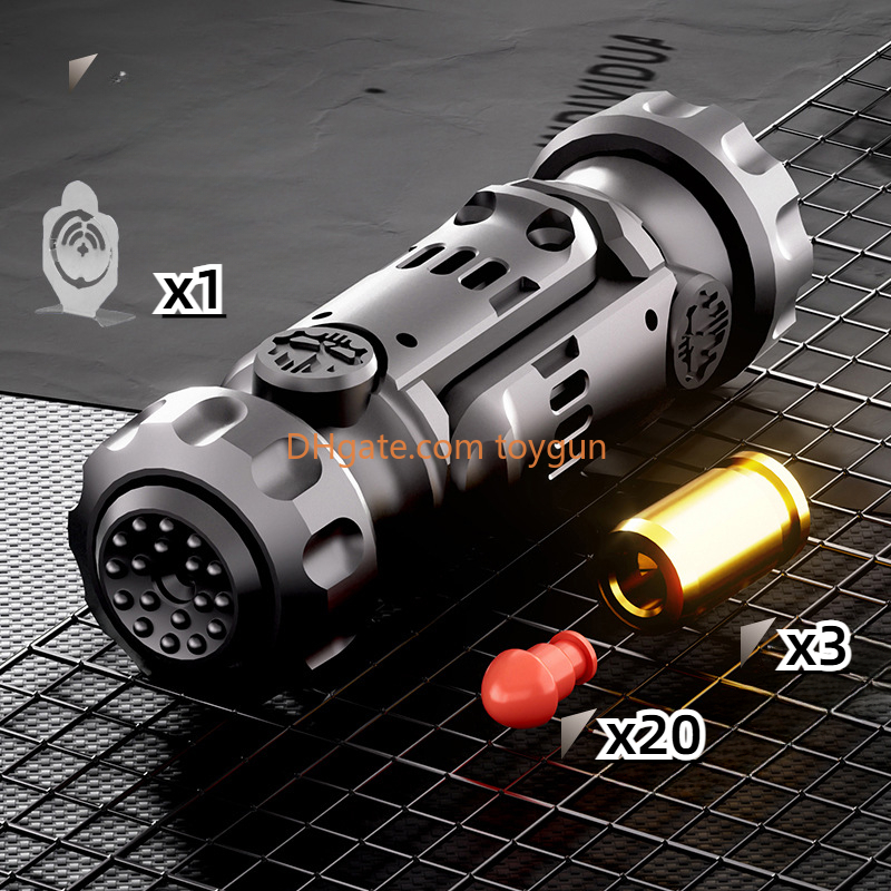 Stun Grenade Soft Bullets Launcher Deul Modes Fidget Spinner Miniature Pistol Toy Gun with Ejectable Shells Stress Relief Finger Toys for Adults Kids 
