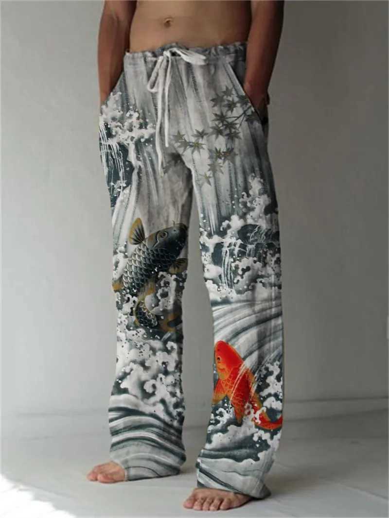 Stylish And Comfortable Everyday Beach Pants Octopus Pattern 3D Printed Casual Plus Size Mens Casual Pants Summer M240924