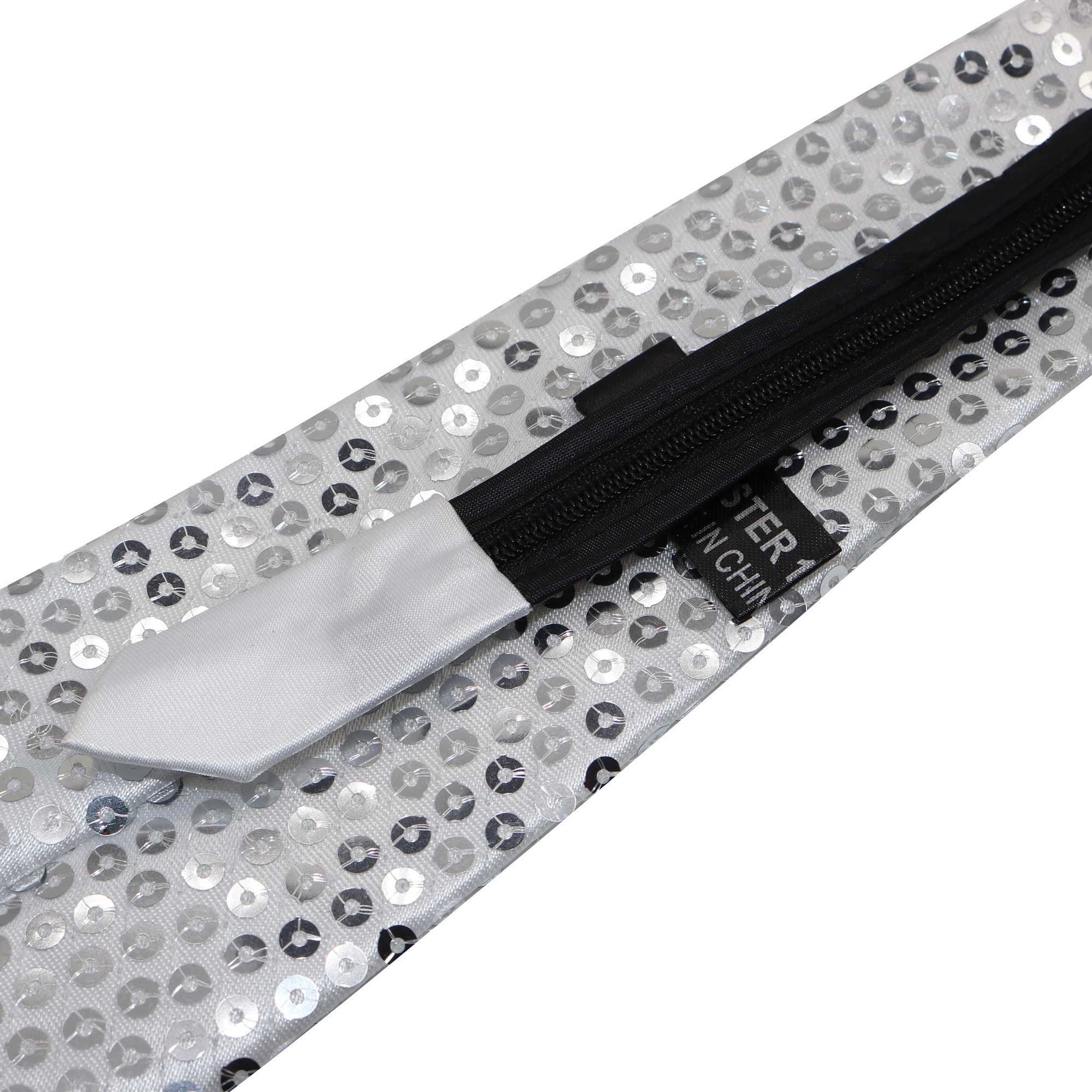 Shiny sequin tie stage flash adjustable zipper closure oil painting necklace fashion necklace party performance accessories Y240925