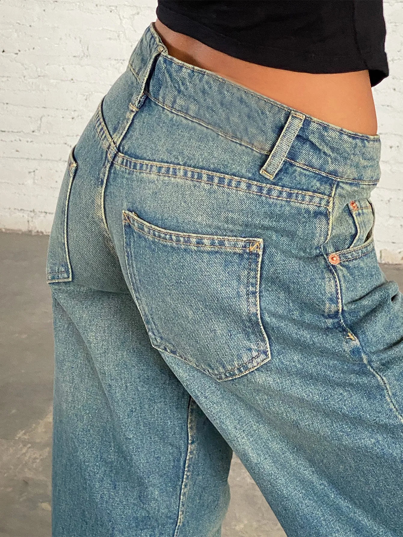 Womens Y2K Wide Leg Jeans Baggy High Waist Straight Leg Boyfriend Denim Pants Casual Vintage Loose Jeans Streetwear 240921