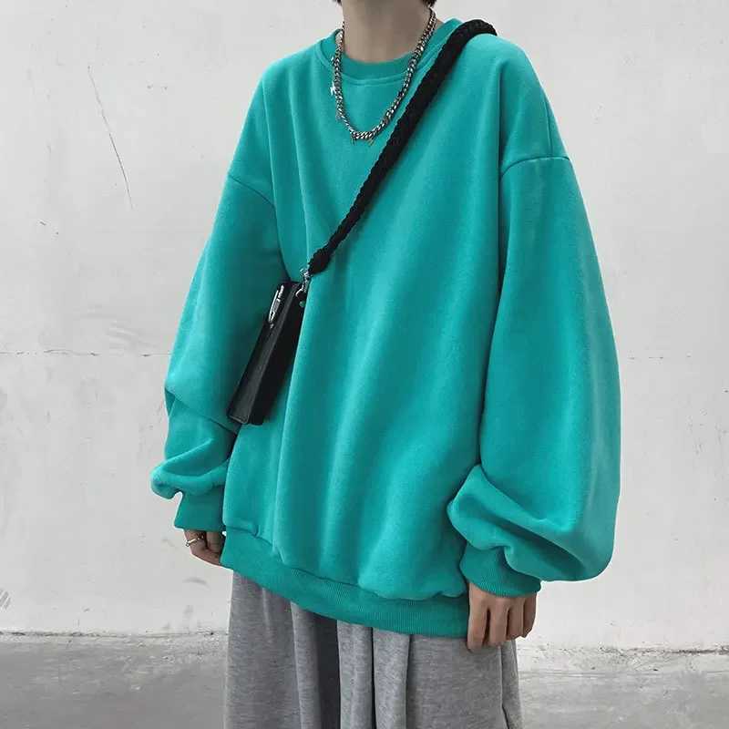 Autumn Mens Hoodies Sweatshirts Casual Fit Hong Kong Style Couple Matching Korean Trendy Oversize Round Neck JacketX240925