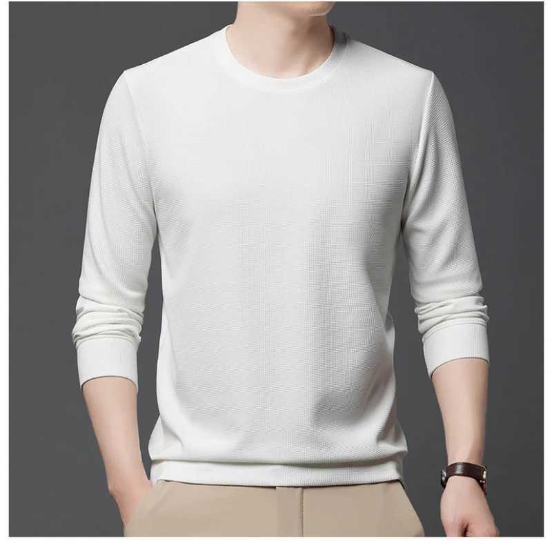 Mens Clothing Simplicity Commuting 2023 Autumn and Winter New Round Neck Long Sleeve Solid Color Versatile Fashion PulloverX240925