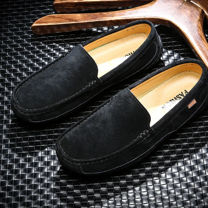 Fashion Mens Suede Leather Casual Italian Soft Men Loafers Handmade Moccasins Breathable Slip on Boat Flats Driving Shoes 240924