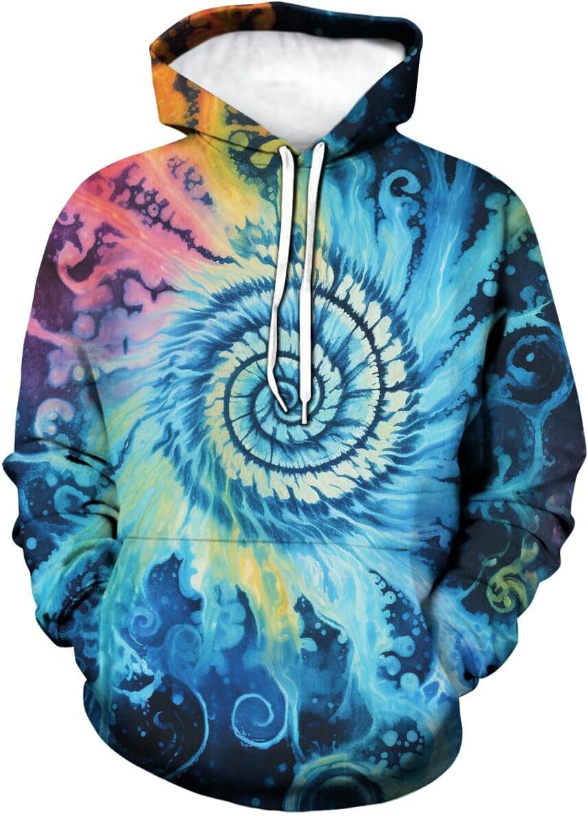 Hoodie for Mens Womens Tie Dye Graphic Hoodie For Men And Women Colorful 3D Print Hoodies Fashion Sweatshirt Graphic Hoodies sweatshirt Pullover Long 