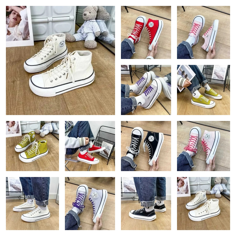 Casual New Womens Canvas 2024 Spring Lace Up Round Toe Causal Flat Shoes Student Sneakers Girls Skateboard Vulcanized Tennis Women