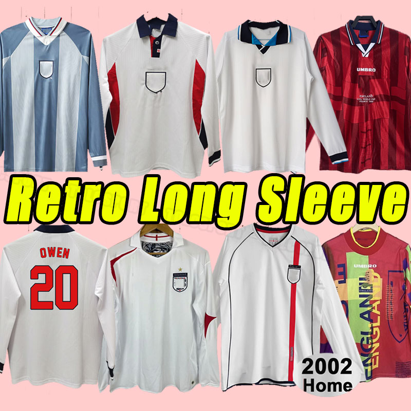 Long sleeve England Retro Soccer Jerseys Uniform BECKHAM OWEN GERRARD SHEARER football shirt 05 07 1994 1996 1998 2002 94 96 98 02 06 2006 2002 goalkeeper