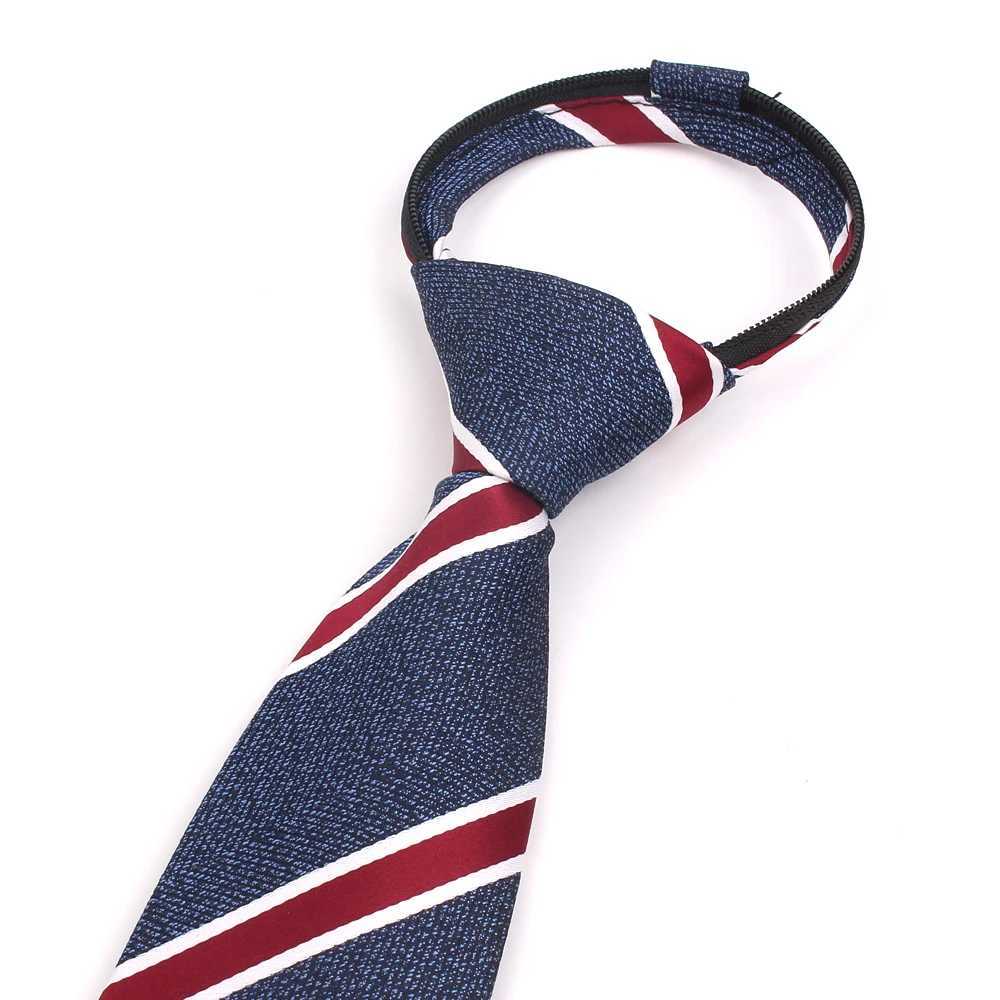 Mens zipper tie dress flat neck tie simple checkered tie student tie party tie Gravata striped tie Y240925