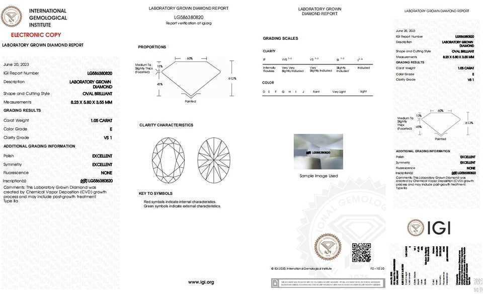IGI Diamond Engagement Ring VS1 F Elliptical Cut 1.5ct Ct Laboratory Created CVD Flash W240925
