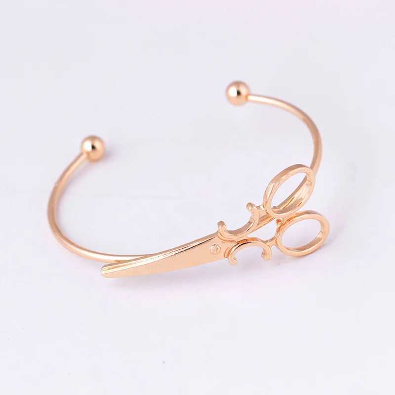 Creative Charm Bracelet Bangle Personality Scissors Shape Design Simple Open Bracelet Adjustable Women Statement Jewelry GiftX240925