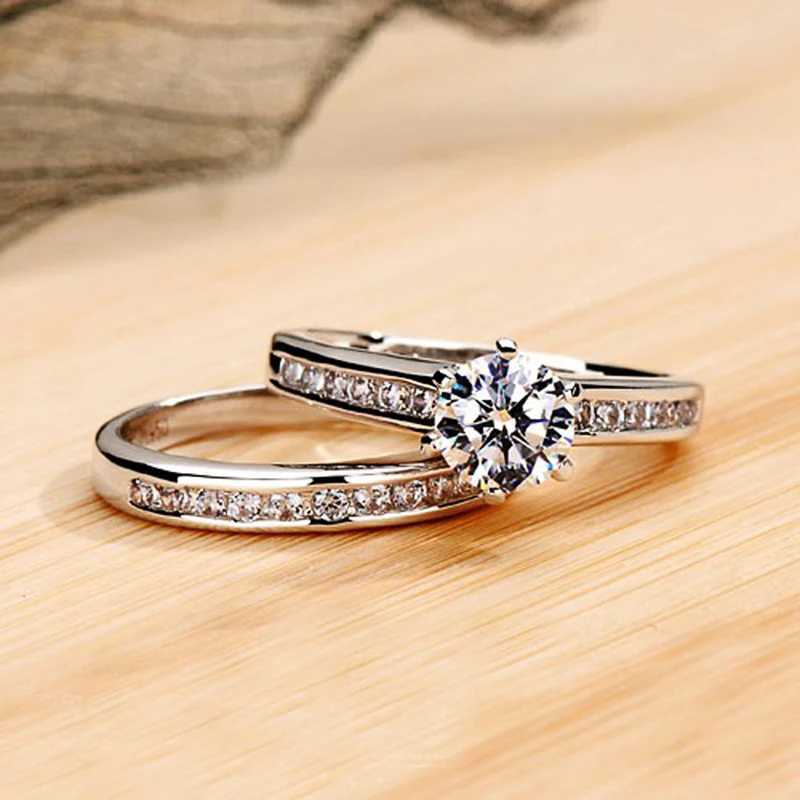 Huitans new classic six claw cubic zirconia set ring is suitable for womens luxury wedding accessories high-quality eternal style jewelry W240925