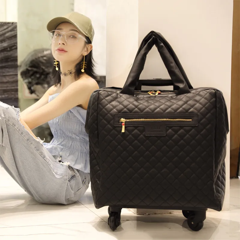 air box Women's suitcase 100% PU light portable travel trolley bag small rolling luggage female brand boarding 18 inch handbag