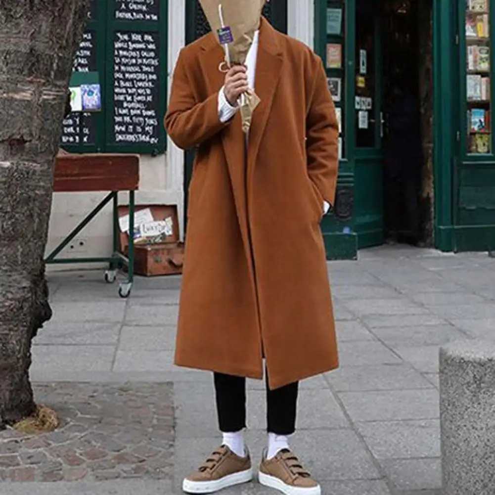 Men Loose Coat Suit Collar Coat Stylish Mens Loose Casual Overcoat for Autumn Winter Trendy Long Sleeve Coat for Off-duty for A LX241010