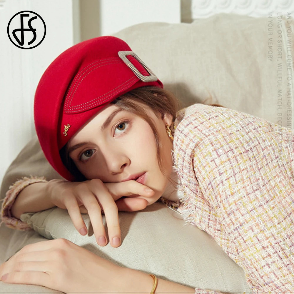 FS Retro British Womens Top Beret Wide Bow Conical Bowling Ball Fedoras Womens Soft Padded Derby Hat Wool Felt Cloche Hat Winter 2024 240921