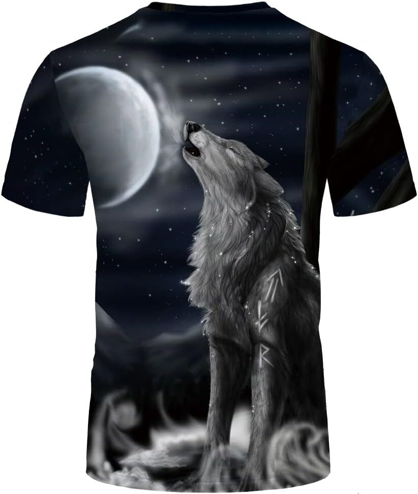 Mens T shirt 3D Wolf Pattern Print Graphic T-Shirts Causal Tees Short Sleeves Comfortable Pullover Tops Mens Summer Clothing graphic tee Casual tops s