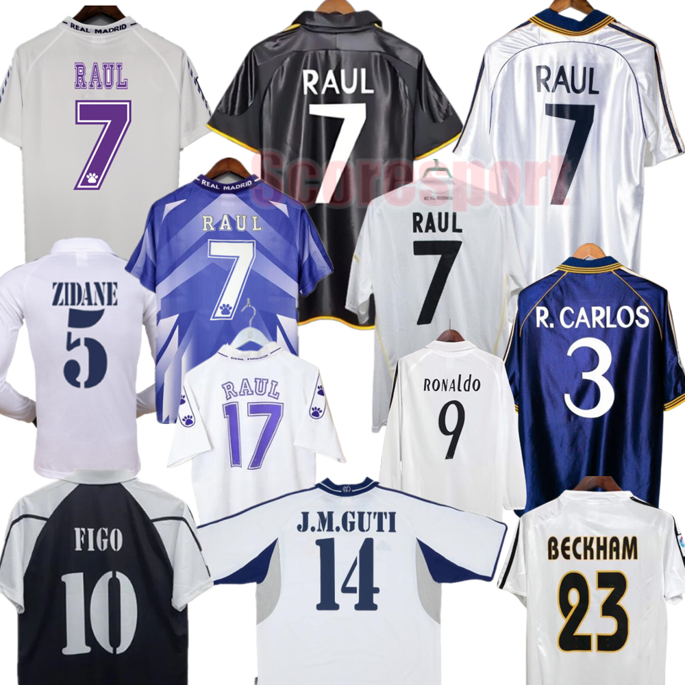 RAUL GUTI HALA mADRIds Vintage Soccer Jerseys 94 95 96 97 98 99 Classis Football Shirt Morientes FIGO CARLOS 2000 01 02 03 04 05 06 07 08 09 Retro Football Kit Top