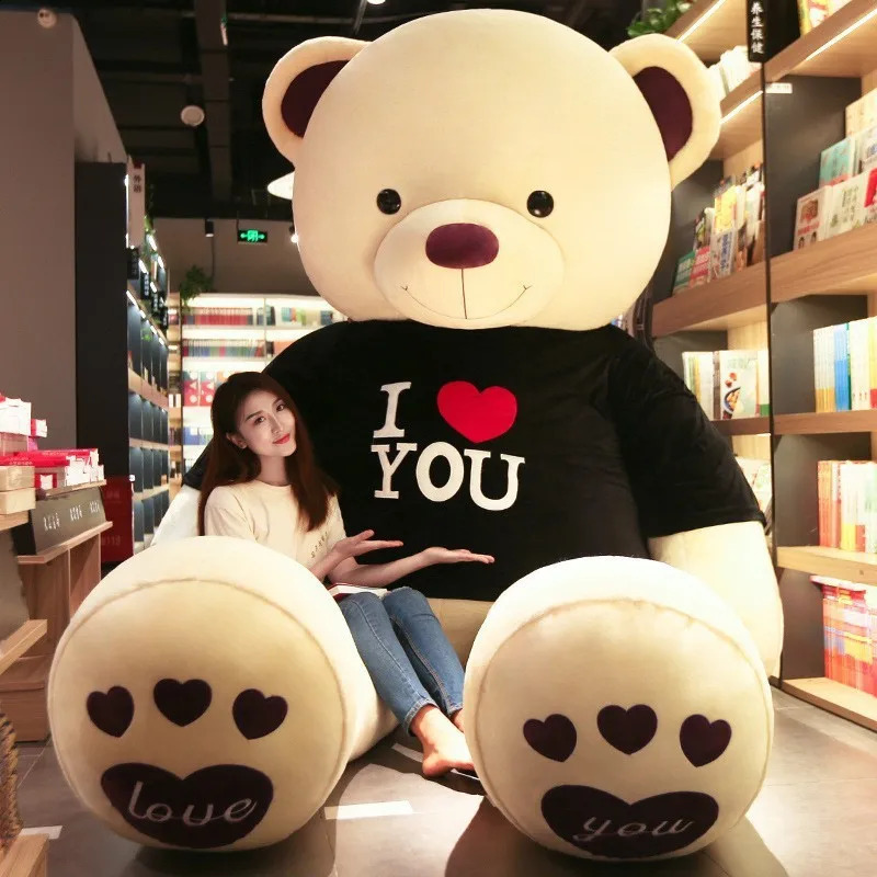 100cm plush toy teddy bear giant Tshirt soft filled animal pillow doll barbecue friend child wife birthday Valentines Day decoration 240925