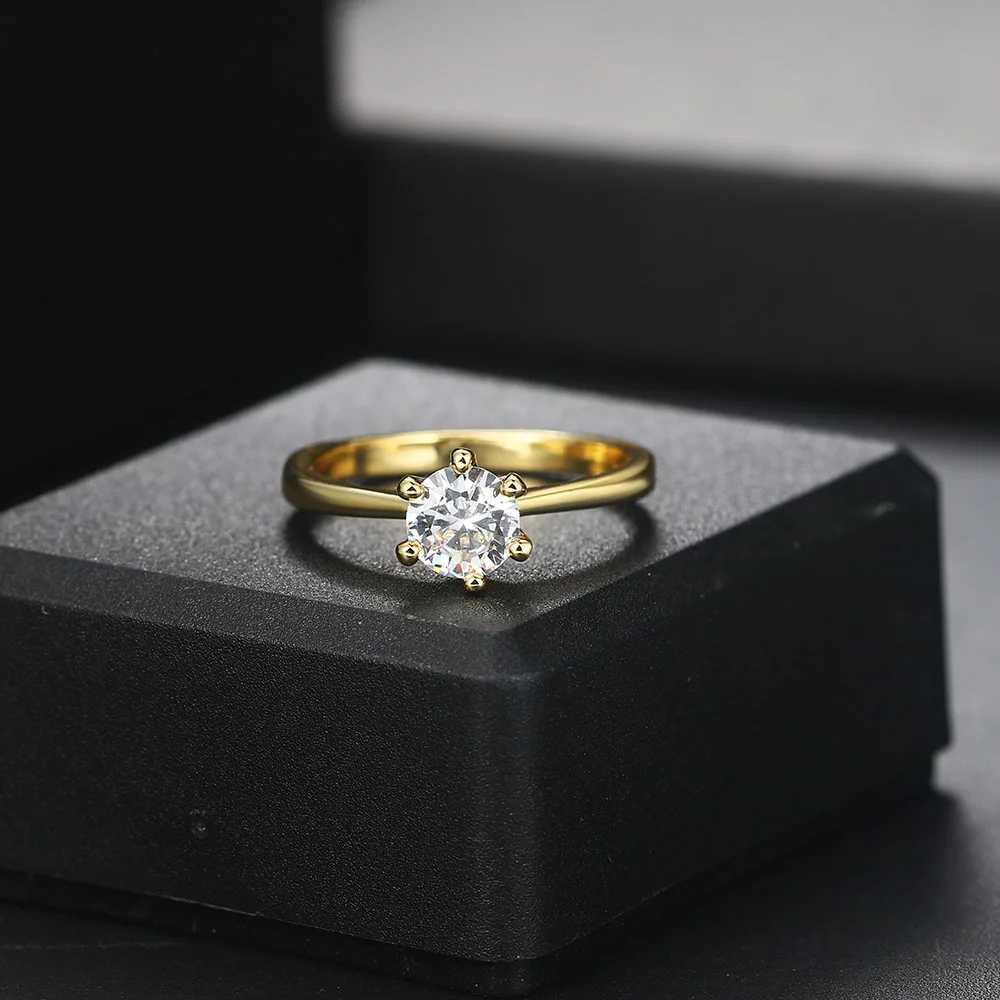 Classic 1-carat Crystal Womens Wedding Ring Zirconia Gold Engagement Anniversary Recommended Wedding Ring Jewelry R174 W240925